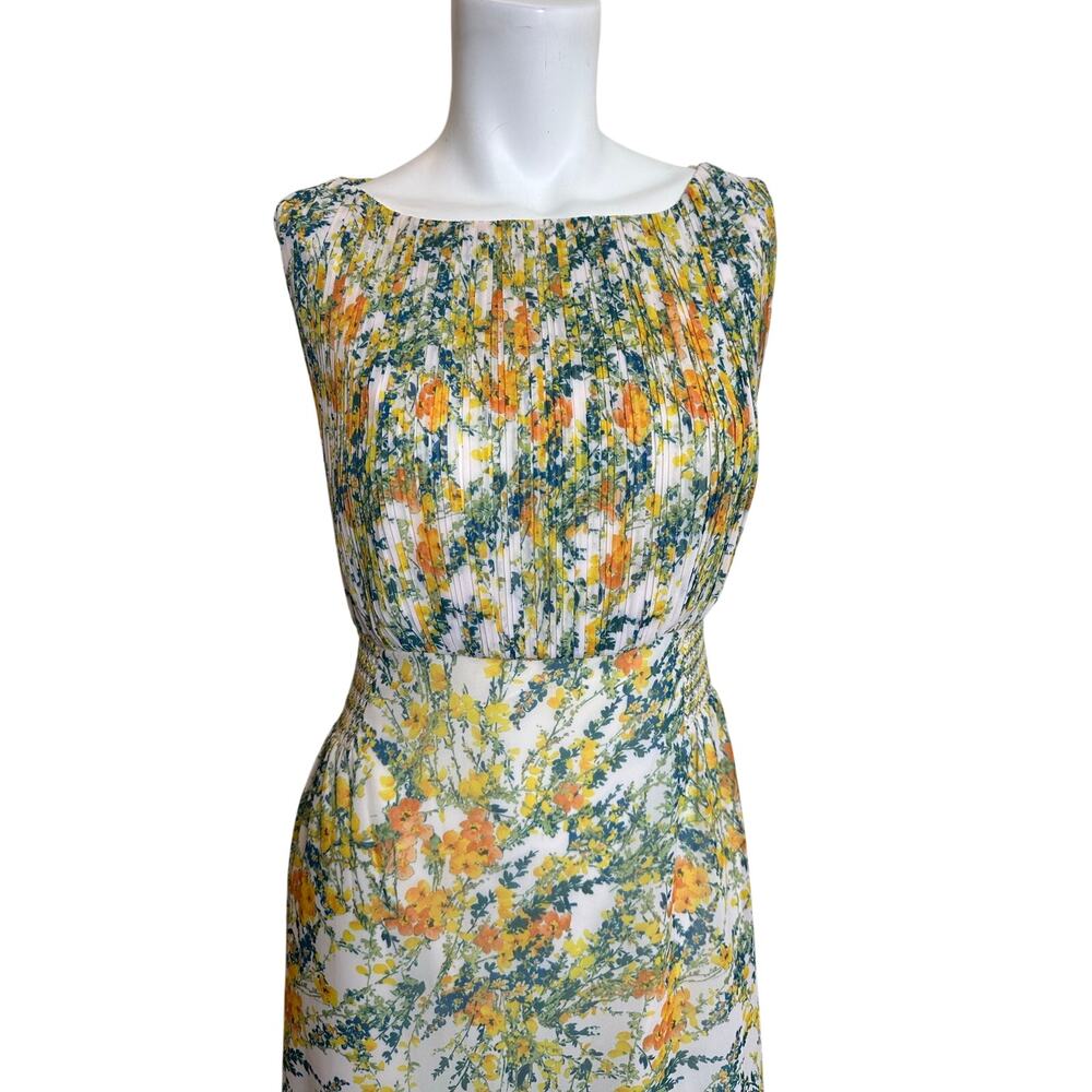 Sachin & Babi Floral Pleated Bow Back Midi Dress Size 6 Wedding Guest - Picture 3 of 12